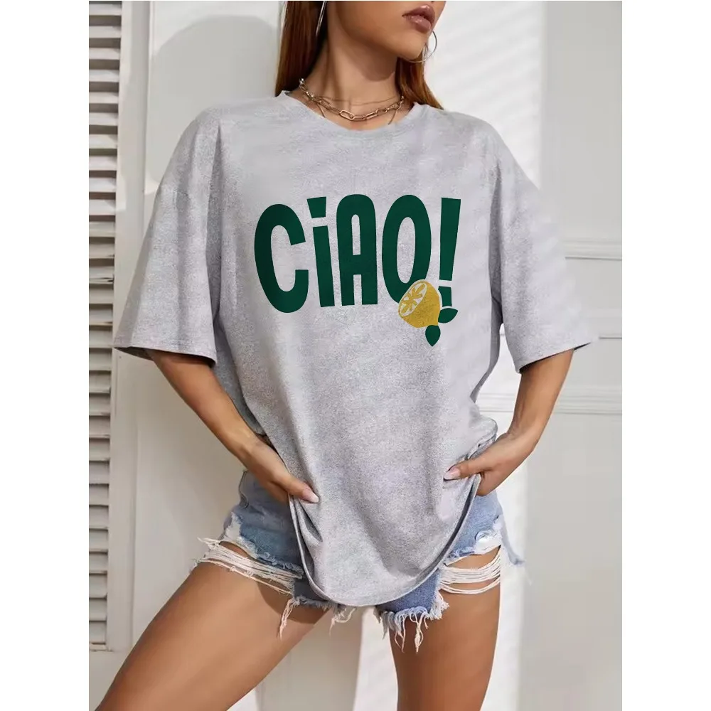 Moda Y2k Lemon Ciao! Camisetas divertidas para hombre y mujer, camiseta de alta calidad con cuello redondo, ropa de manga corta para mujer