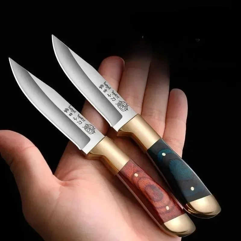 Fruit Knife Hand Held Small Knives For Lamb Eating Portable Dining Knife Kitchen Small Knife With Leather Cover  keychain