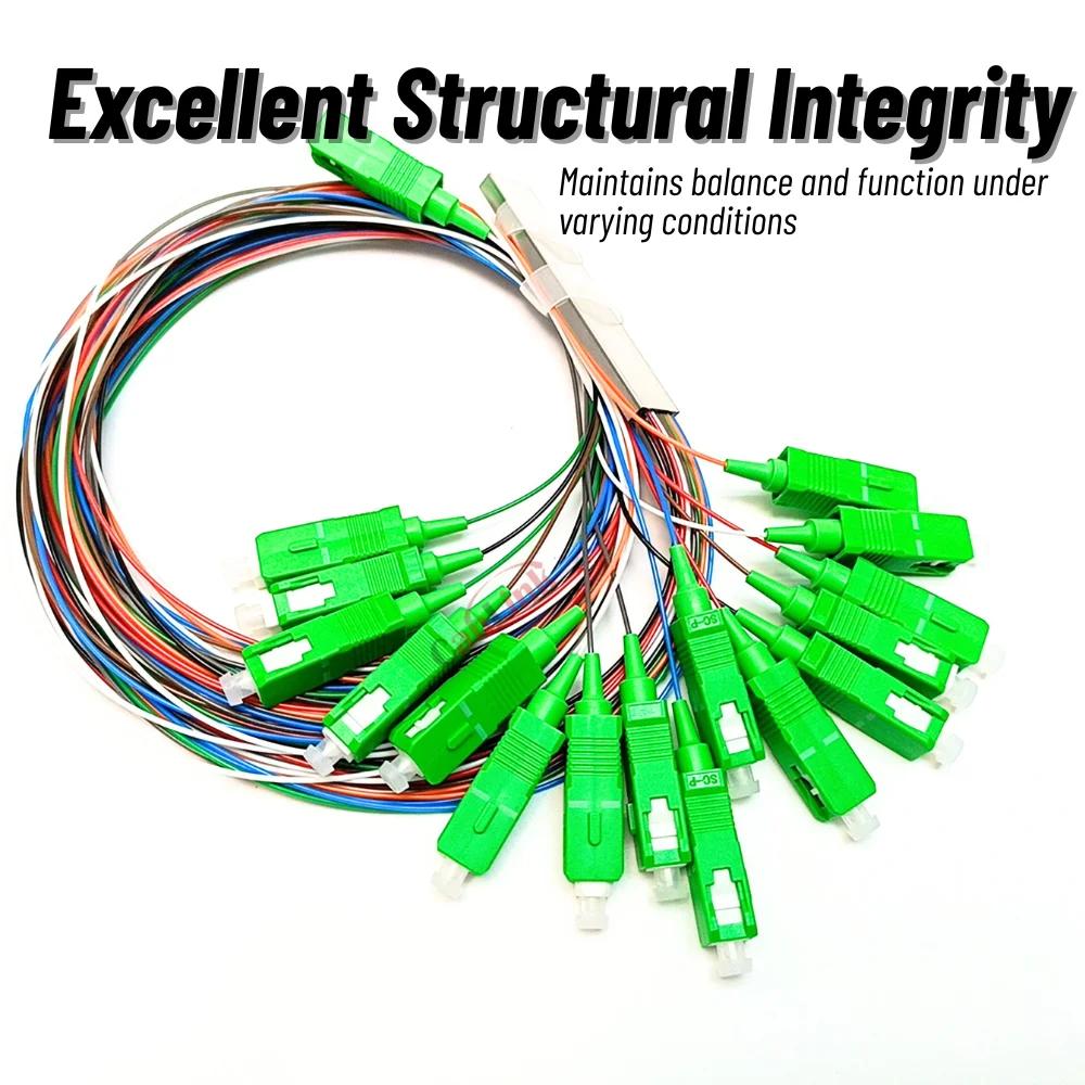 Fiber optics PLC Splitter 1X2 1X4 1X8 1X16 1X32 PLC SC/APC Fiber Optic Single Mode 0.9mm G657A1 LSZH 1m PVC Color