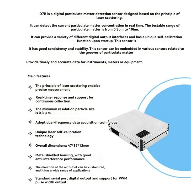 【DESAIN RAPI】 untuk Pembersih Kompatibel D7B PM2.5 Modul Sensor Partikel Debu Laser Plantower Deteksi Kualitas Udara Gas Dalam Ruangan