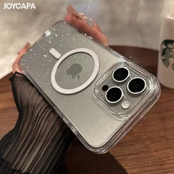 Luxury Bling Glitter ForMagsafe Wireless Charge Magnetic Case foriPhone 15 14 Plus 13 12 11 Pro Max Clear Hard Acrylic Cover