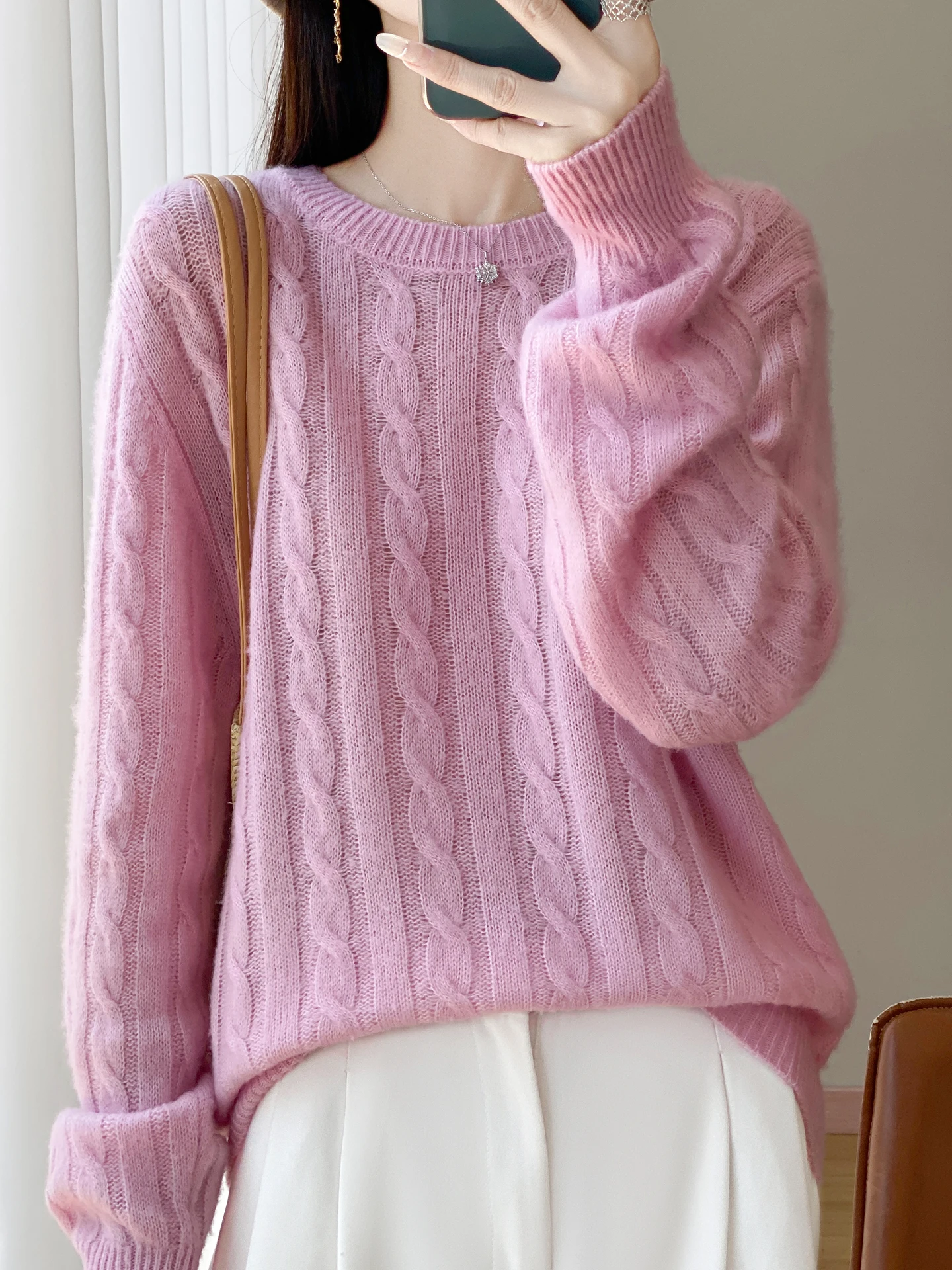 

TLOML новый женский вязаный пуловер с круглым вырезом и длинными рукавами, свитер из 100% мериносовой шерсти, осень-зима, мягкий теплый шерстяной трикотаж, повседневный топ