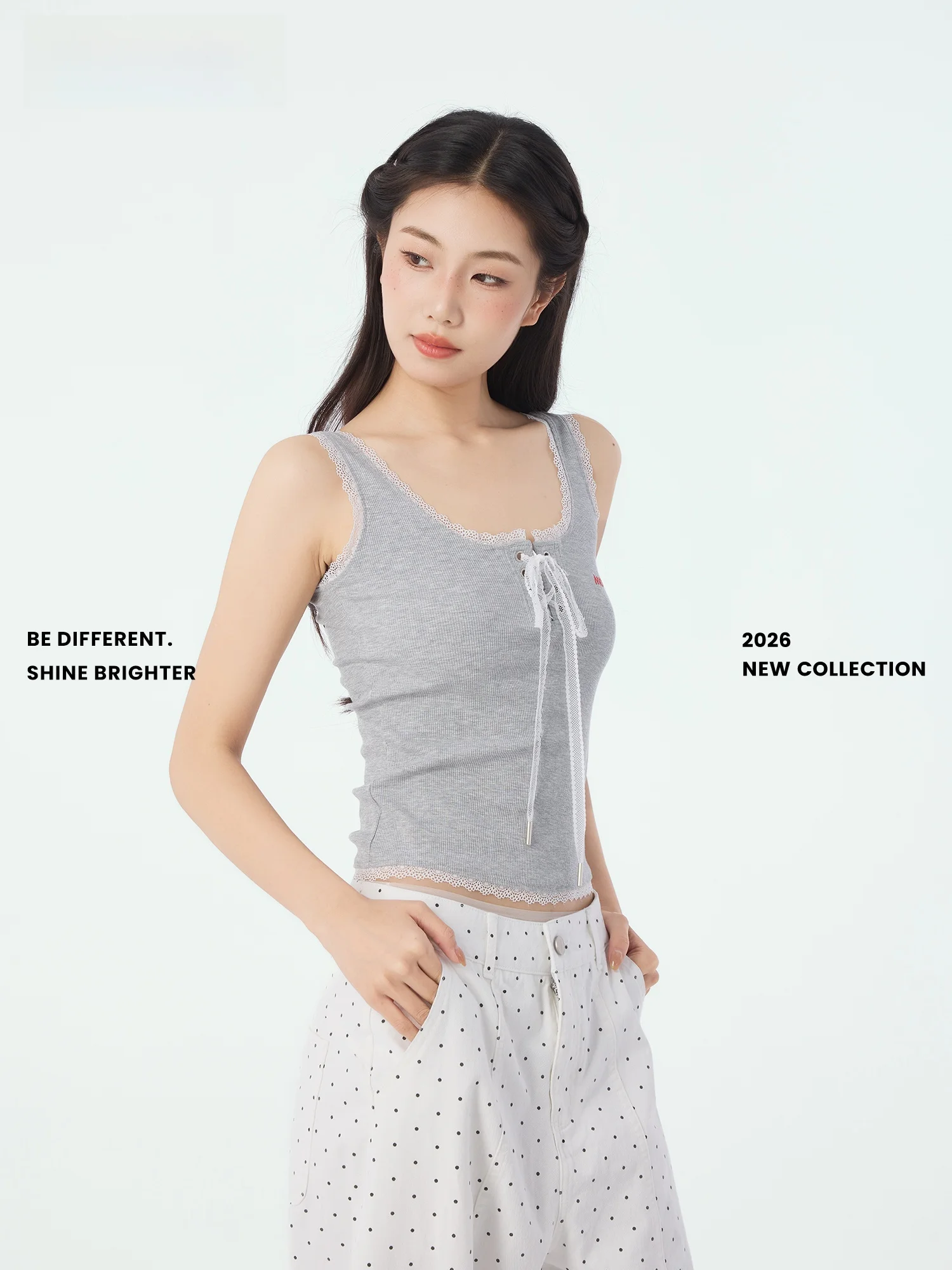 

Серый кружевной укороченный топ Didimax: Новинка лета, женская приталенная верхняя одежда, универсальная для повседневного использования, с U-образным вырезом, из смесового хлопка, укороченная длина