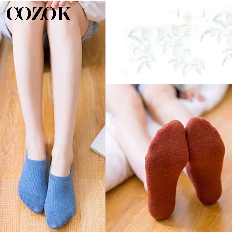 5 Pairs المرأة سيليكون عدم الانزلاق الجوارب غير مرئية الصيف بلون الكاحل قارب الجوارب الإناث لينة القطن جورب النعال EUR35-39 #3