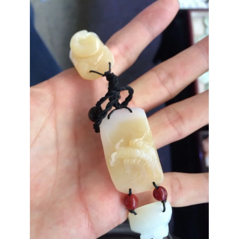 Hotan White Jade Five-Toxins Bracelet Men Women, Fashionable and Versatile