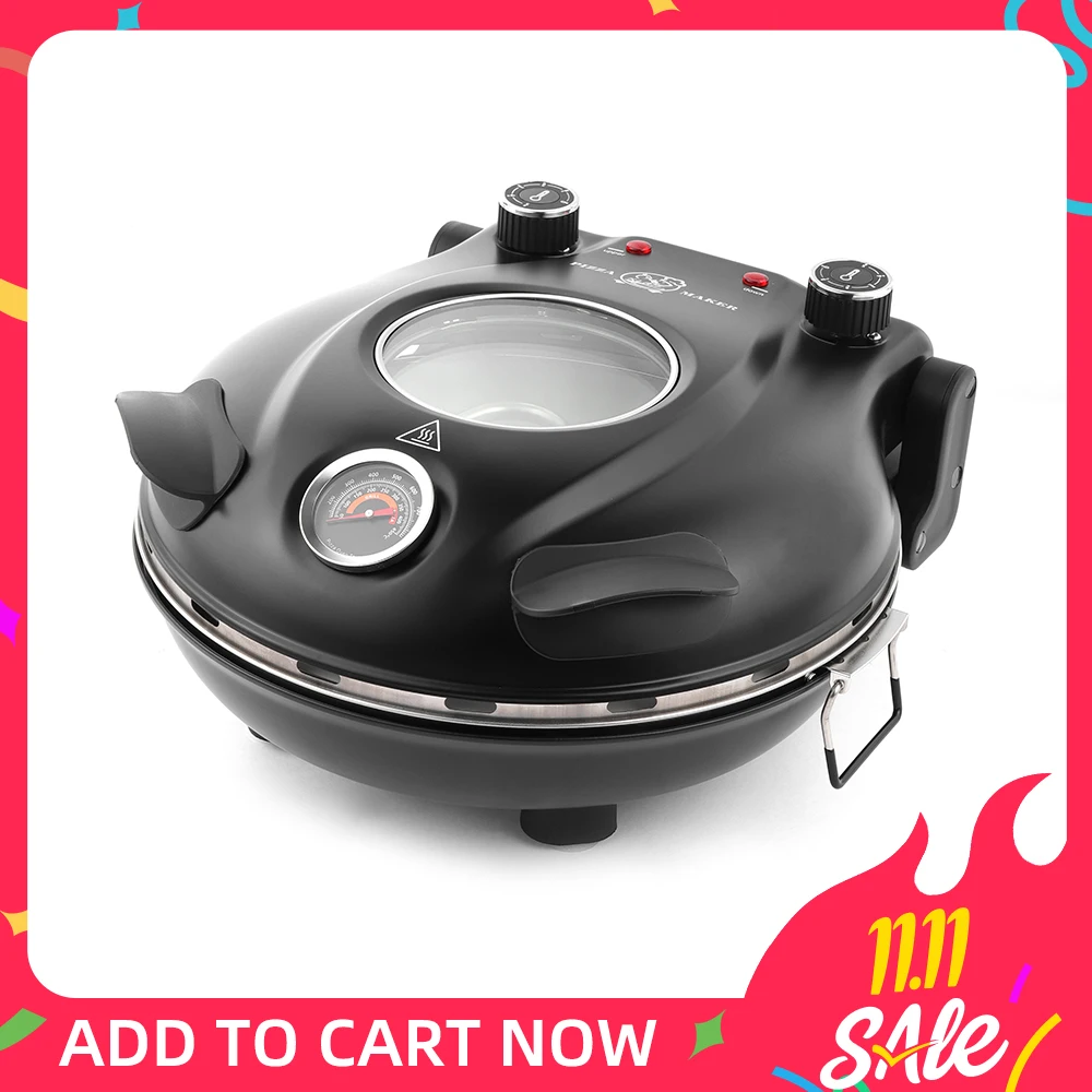 Klaif Electric Pizza Maker, 420℃, 1200 Watt, 5 Separate Temperature Levels, Flame Resistant Stone Plate 1200W 32cm