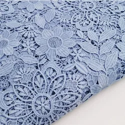 Blue Water Soluble Hollow Embroidered Lace Fabric Spring And Summer Women's Dresses Skirt Fabrics For Sewing By the meter