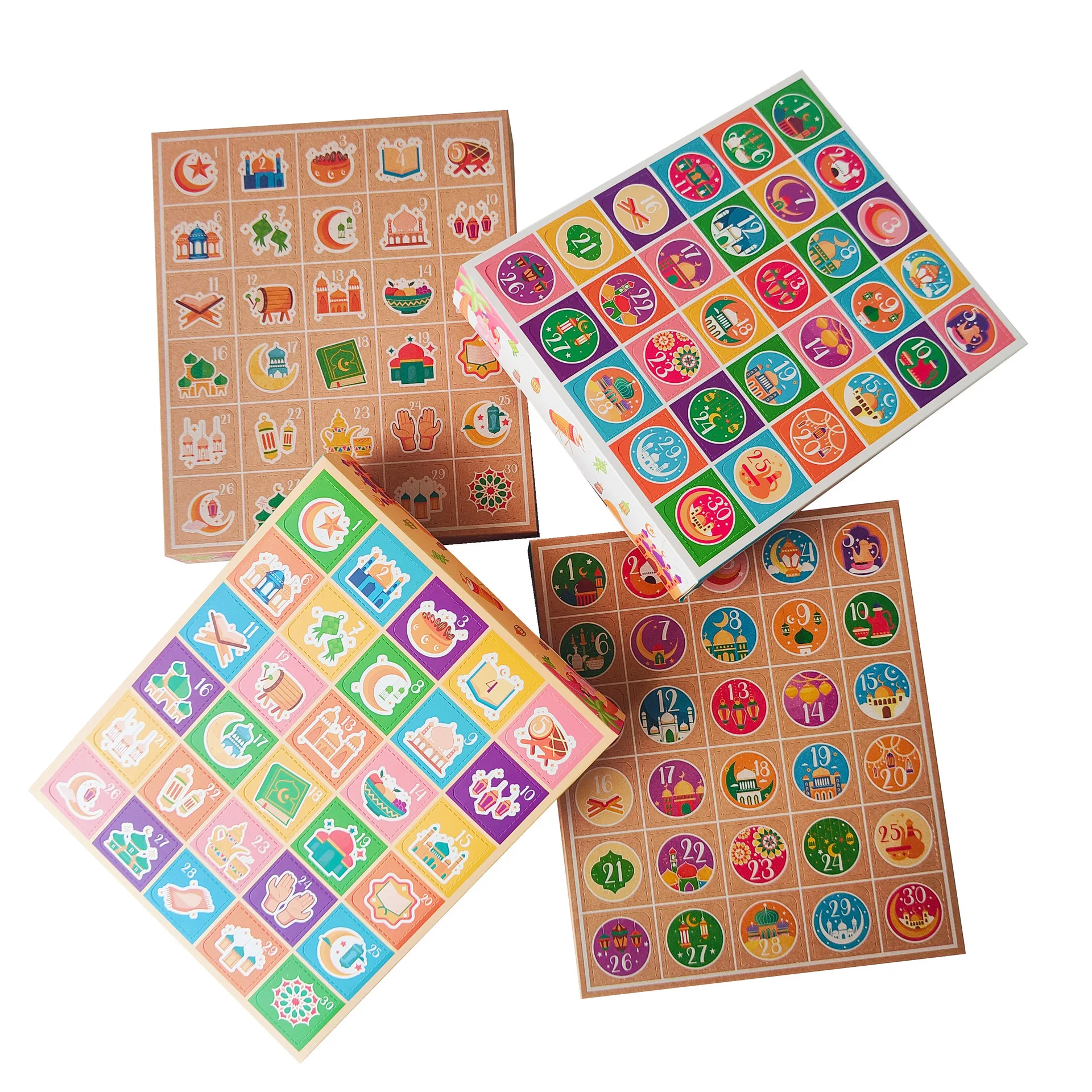 4 stuks Ramadan Adventskalender met 30 Countdown Laden Voorgemonteerde Dozen Feestelijke Ramadan Mubarak Box Ramadan Eid cadeau voor kinderen