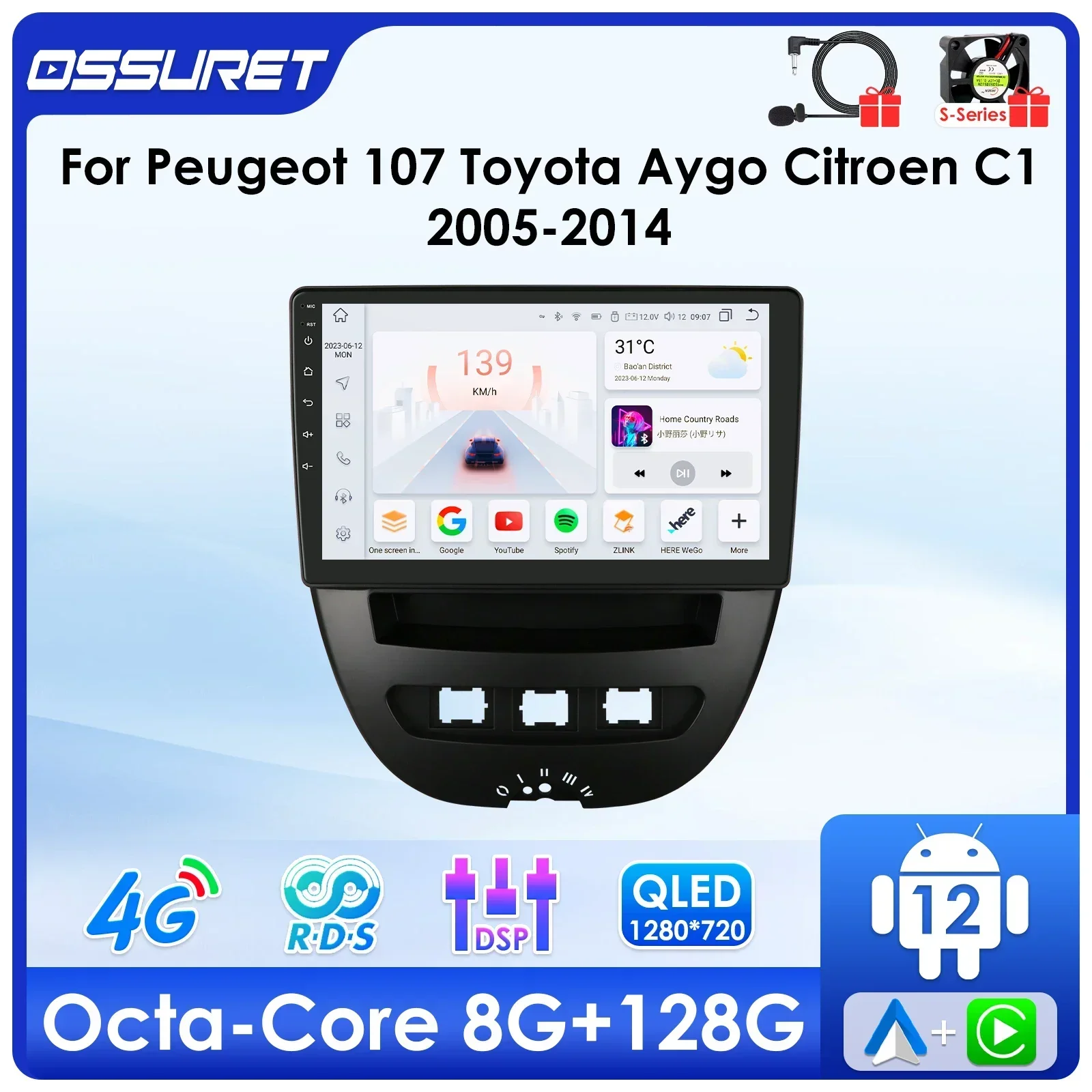 7862 Беспроводной Carplay Android для Peugeot 107 Toyota Aygo Citroen C1 Автомобильный радиоприемник Мультимедийный видеоплеер GPS navi экран 2din