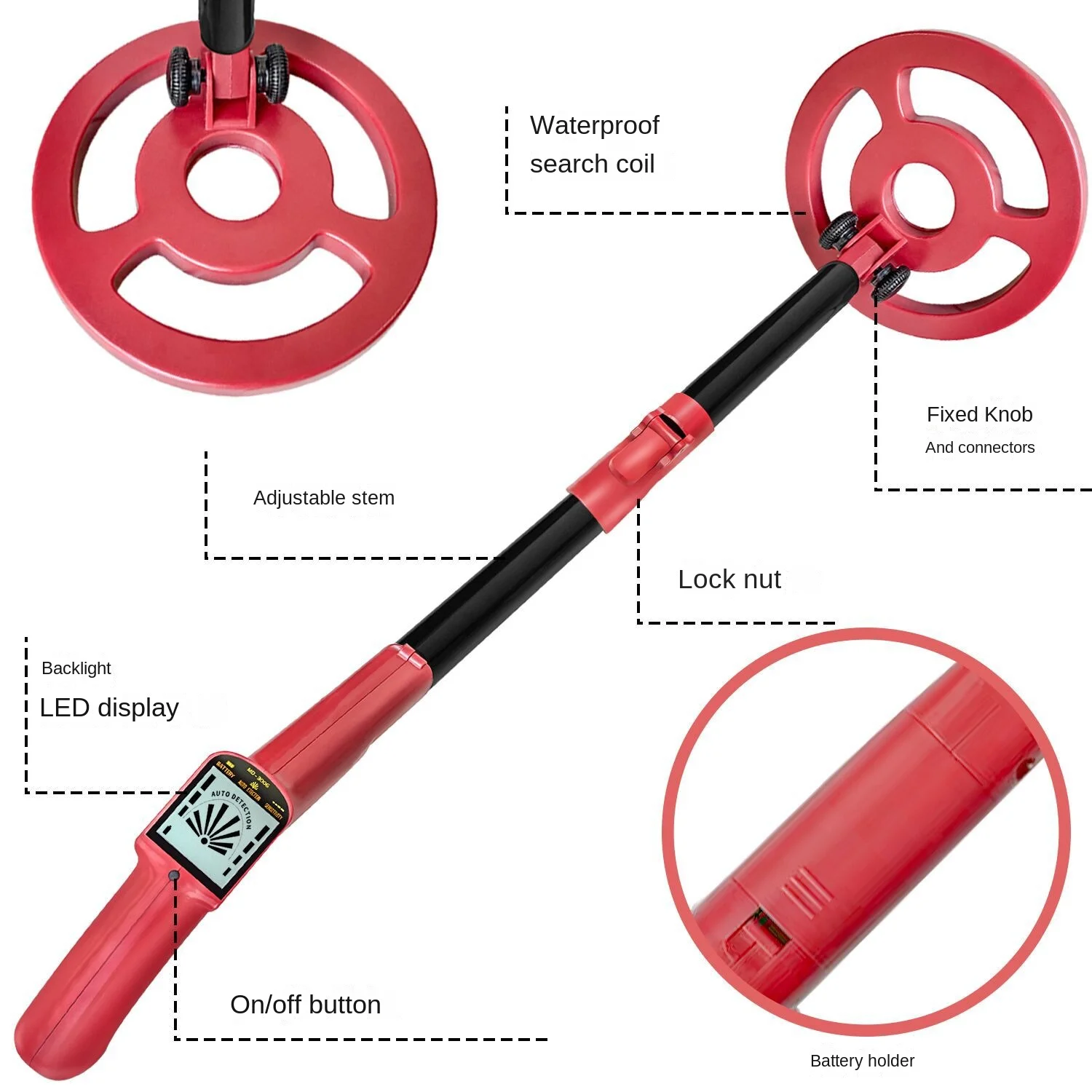 MD3006 Metal Detector Pinpointer Coin Finder High Accuracy Tool for Inspection Searching