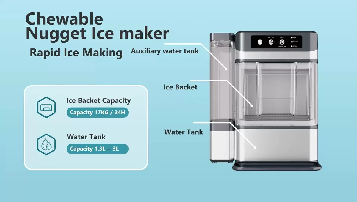 Instant delivery Home ice cube machine 6-8 minutes fast ice making, daily output of 17kg, soft and brittle ice ex-factory price 4