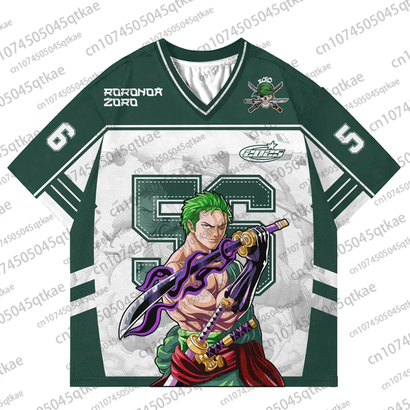 2025 uma peça macaco d.luffy anime camisa de futebol verão oversize respirável camisa vintage moda esporte bandai cosplay tshirt