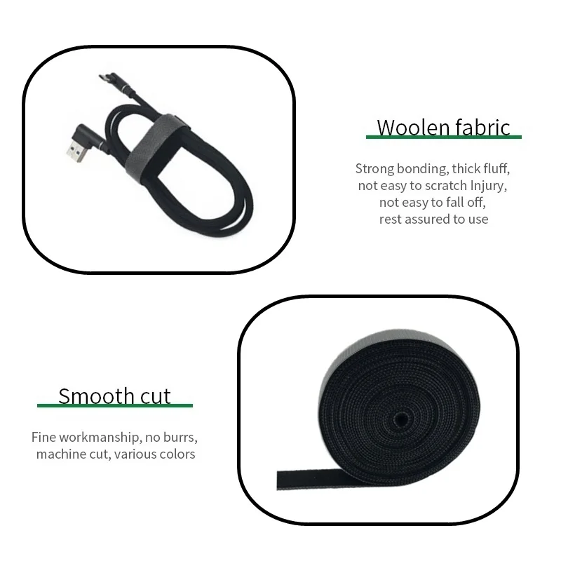 1m-5m USB Cable Organizer Ties Reusable Nylon Cable Management Wire Winder Tape Earphones Cord Cable Ties Home Office Organizer