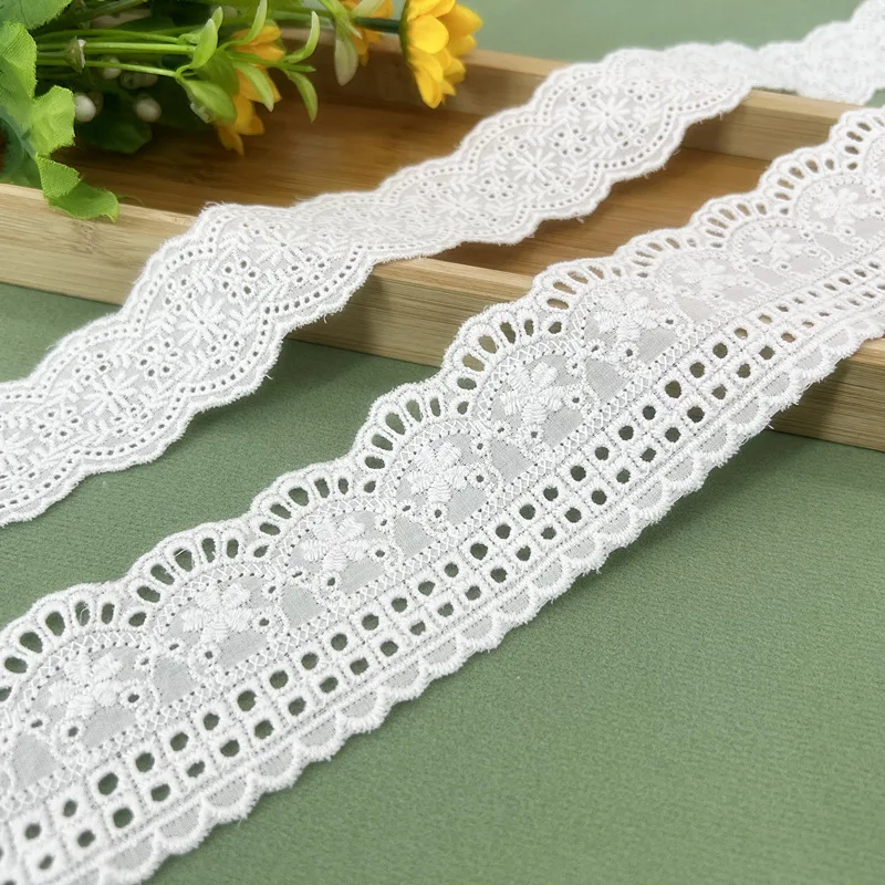 

Оптовая продажа, 14-15 ярдов/лот, 4 см/5,5 см, хорошее качество, хлопчатобумажная ткань, вышитое кружево, ажурный дизайн, аксессуары «сделай сам», W087