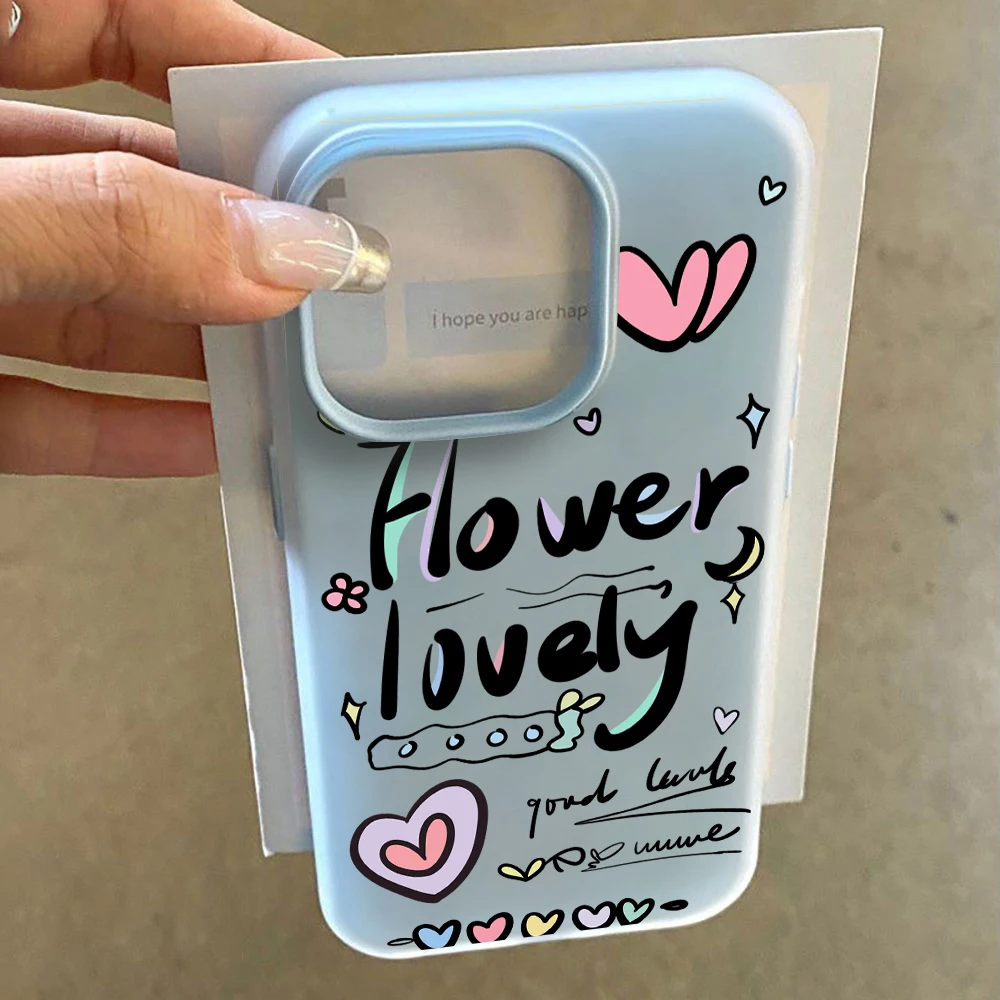 Für iPhone 17 15 16 14 Pro Max Hülle Plus Koreanischer Graffiti-Stil Cover Für iPhone 13 11 12 ProMax XS XR 8 Plus Bonbonfarbene Hüllen – Detail 3
