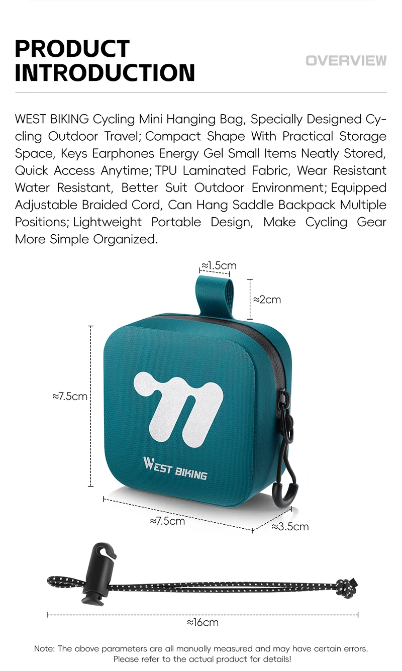 WEST BIKING Mini-Satteltasche, wasserdichte TPU-Fahrradtasche für Fahrrad, zum Aufhängen unter dem Sitz, leichtes Fahrradzubehör – Detail 3