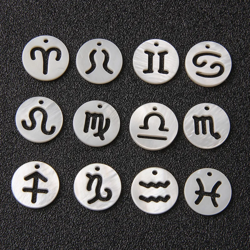 26 Letters/12 Zodiac Sign Complete Set Beads Constellation Crystal Shell Bead Fit Jewelry Making DIY Bracelet Necklace Wholesale