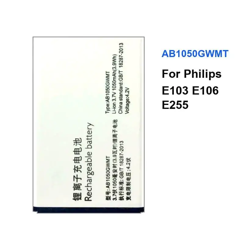 1050Mah AB1050GWMT AB1050FWMX Battery for PHILIPS Xenium E103 X126 E106 X125 E255 X128 X116 High Quality Phone Battery Bateria