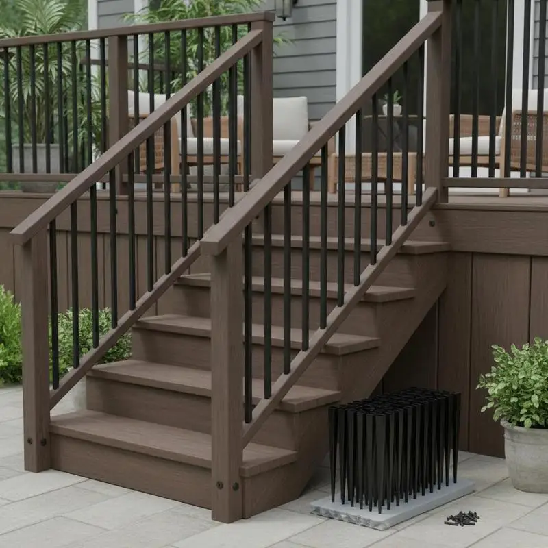 Balaustre metalliche per tamburi, 13x1118mm, quadrate, pali decorativi per ringhiere in lega di alluminio, confezione da 31. Set di balaustre con viti, classiche, cave, per ringhiera Strait Deck.