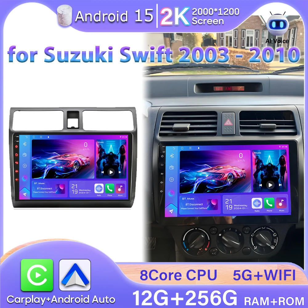 Android 15 voor Suzuki Swift 2003-2006 2007 2008 2009 2010 GPS Navigatie Carplay Video Autoradio Auto monitor GPS Display DSP