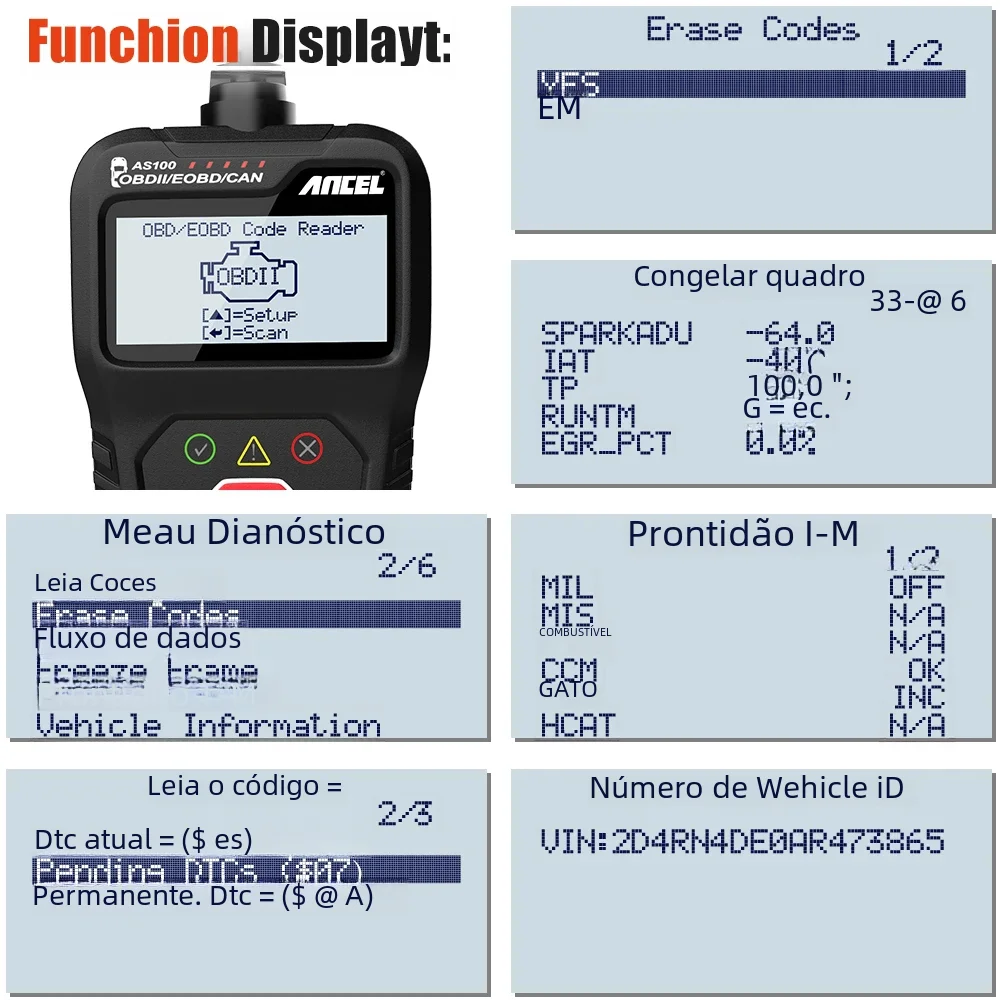 ANCEL AS100 OBD2 Car Code Reader Automotive Vehicle Universal OBD2 Scanner Check Engine Fault Diagnostic Scan Tool PK ELM327