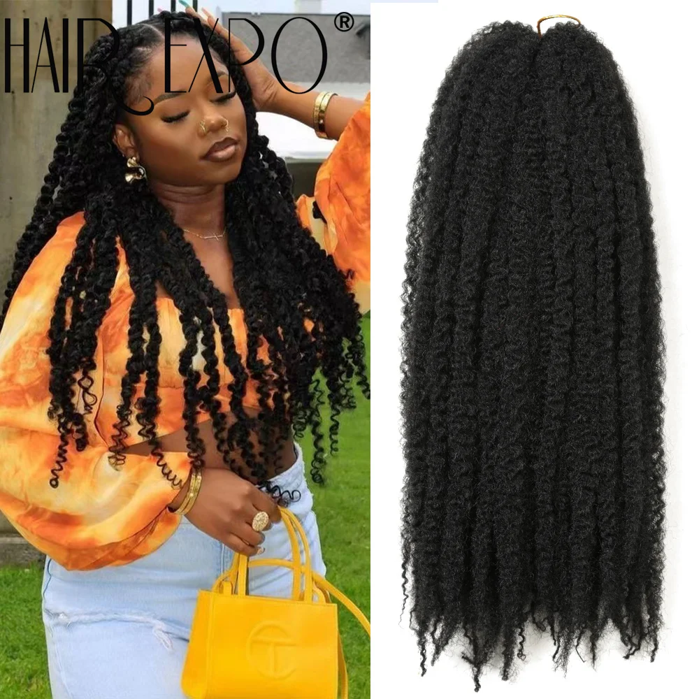 

Marley Afro Kinky Braiding Hair 18 дюймов Синтетические вязанные крючком Marly Twist Braids Наращивание волос для женщин Ombre Черный Коричневый Блондин