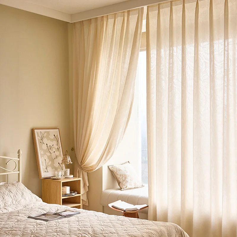 Jacquard Embossed Yarn Large Leaf Texture Feather Leaf Jacquard Yarn Custom Size  Curtains for Living Dining Room Bedroom