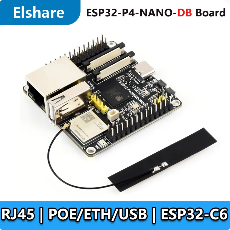 ESP32-P4-NANO-DB Development Board ESP32-C6 RISC-V MIPI CSI Camera  / USB /10.1 inch DSI Display/ RJ45 Ethernet / POE