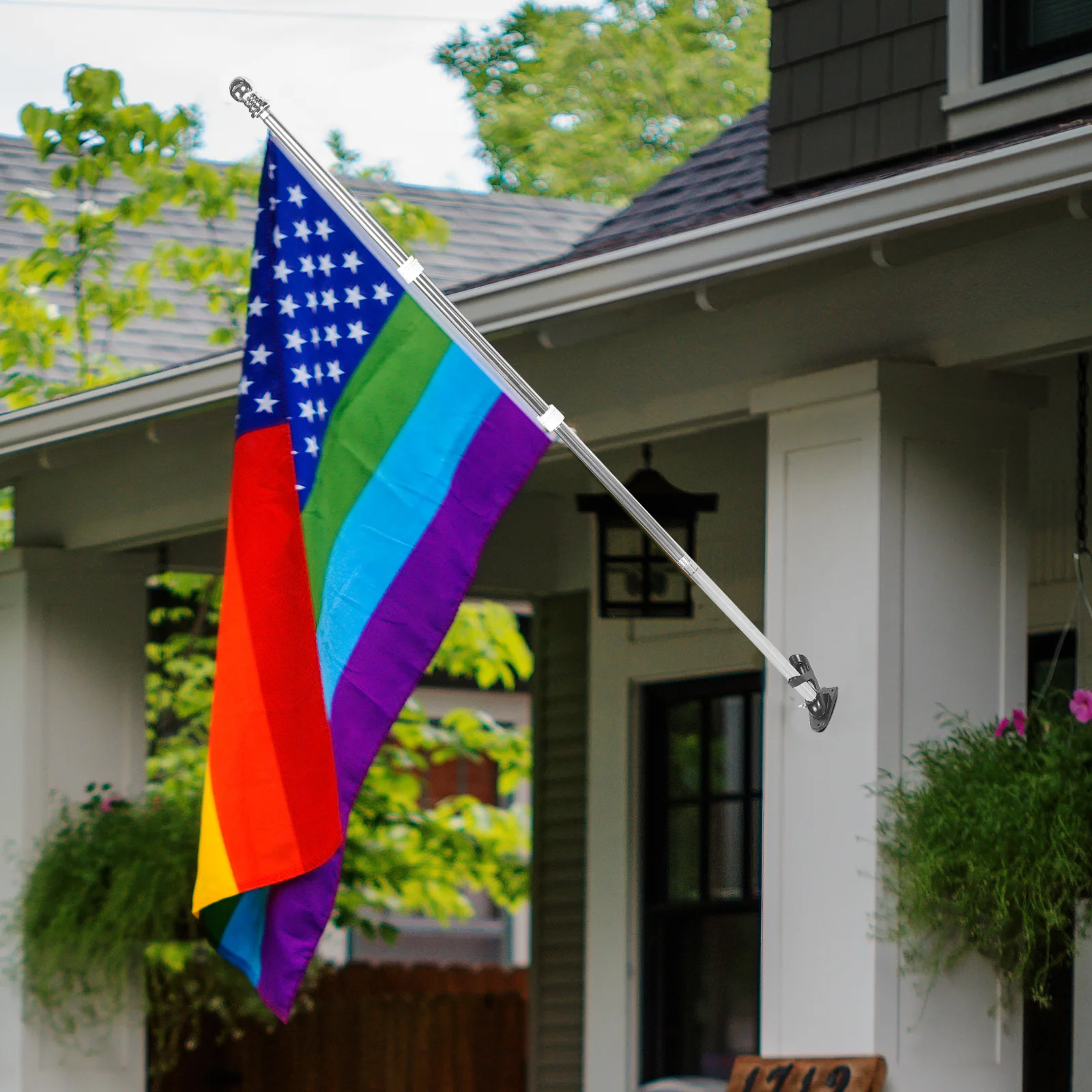 

1Set Stainless Steel Flag Pole Rustproof Outdoor Flagpole for Yard Garden Wall Mount 1.5m Heavy Duty Flag Stand for Holiday