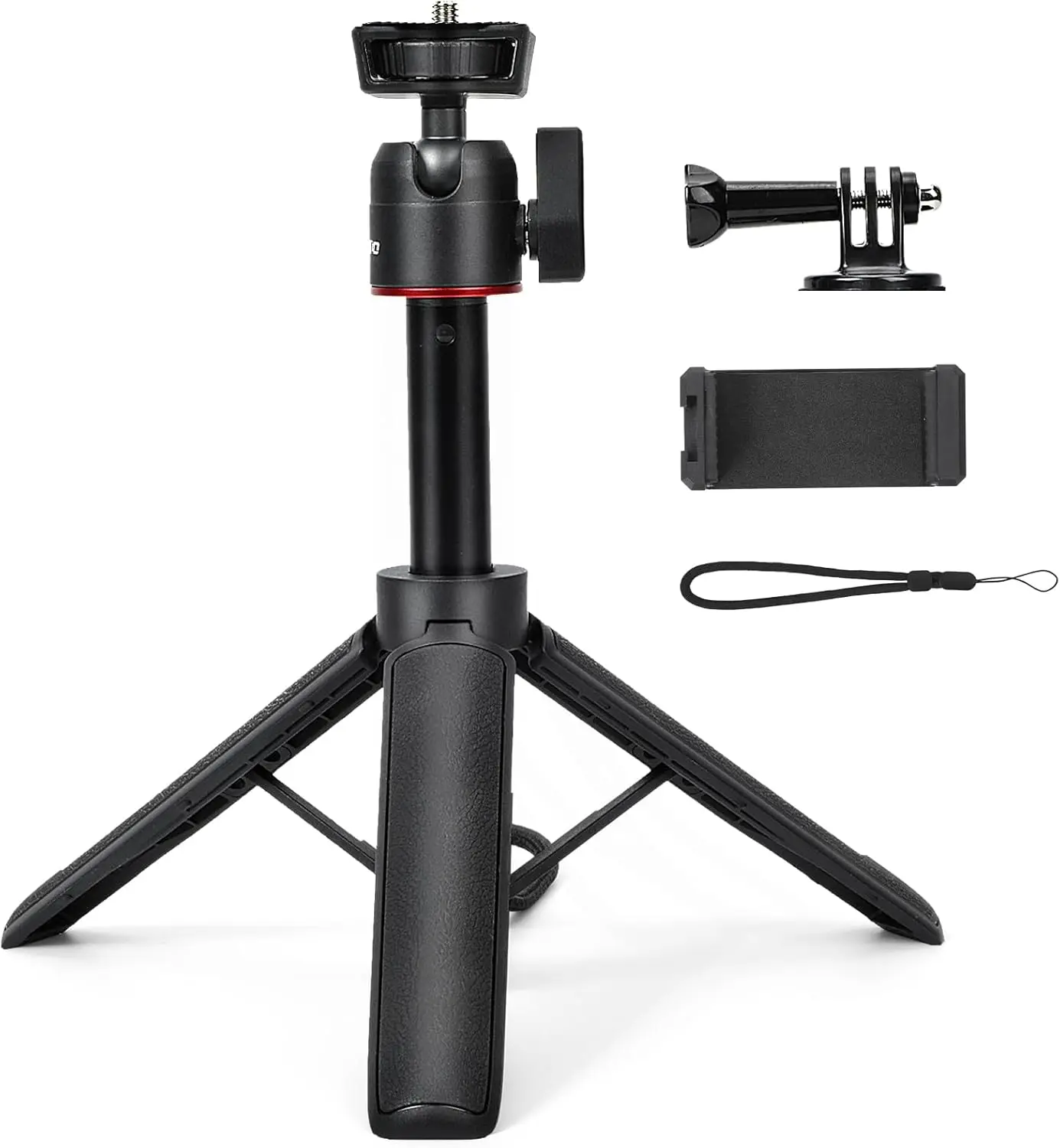 Extendable Mini Tripod, Adjustable Height 8-23.6in, 360 Rotation Ball Head for Vlogging and Action Cameras