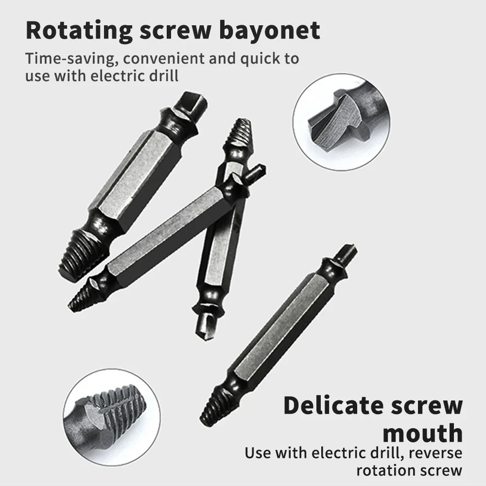 6pcs Damaged Screw Extractor Drill Bit Extractor Drill Set Broken Speed Out Bolt Extractor Bolt Stud Remover Tool Demolition