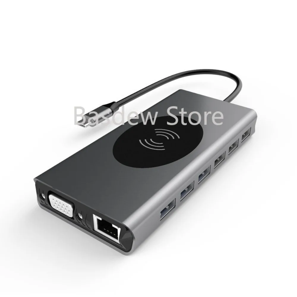 

15-in-1Type-C Docking Station USB Hub Expansion Dock USB3.0/RJ4 5,000MB/Wireless Charger