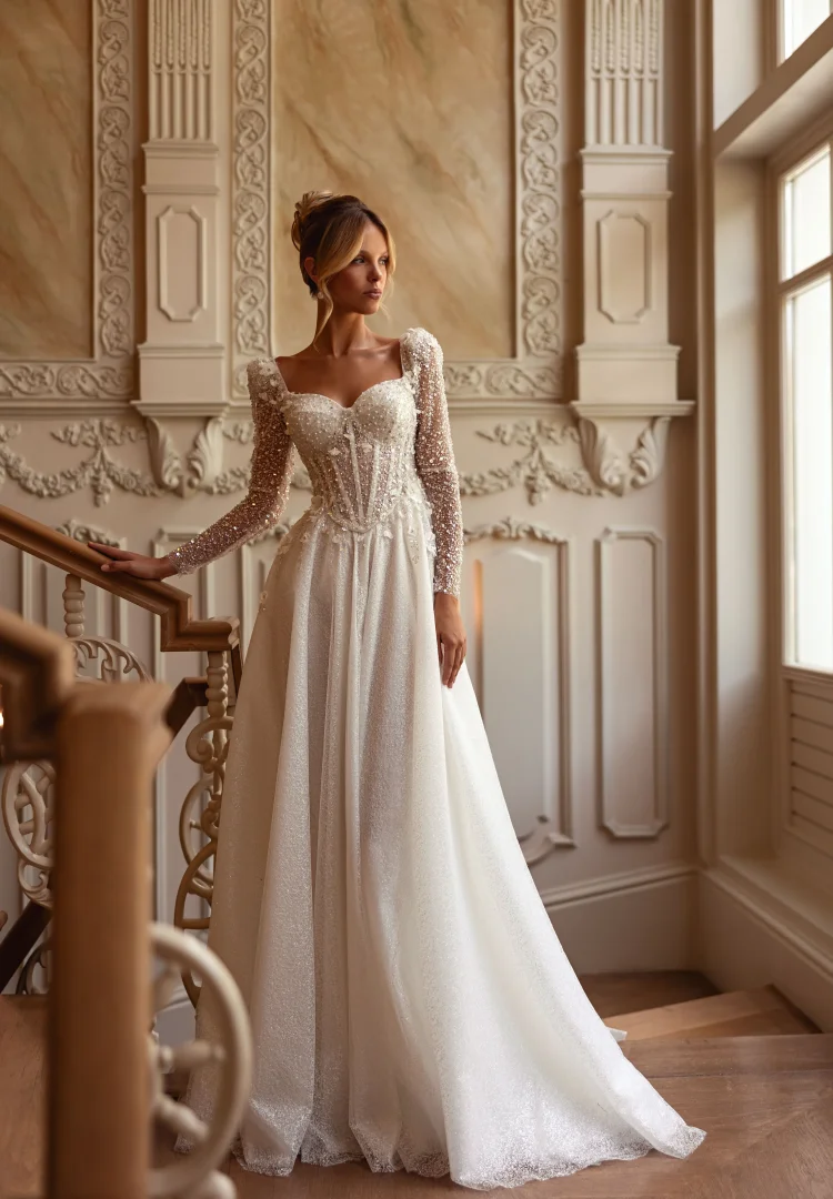 Lace Wedding Dress Long Sleeve Women Elegant Luxury 2025 Vestidos De Novia Con Brillos Corset Bespoke Alta Costura Boda Civil