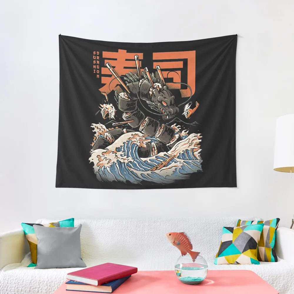 

The Black Sushi Dragon Tapestry House Decor Room Design Wall Decoration Items Tapestry