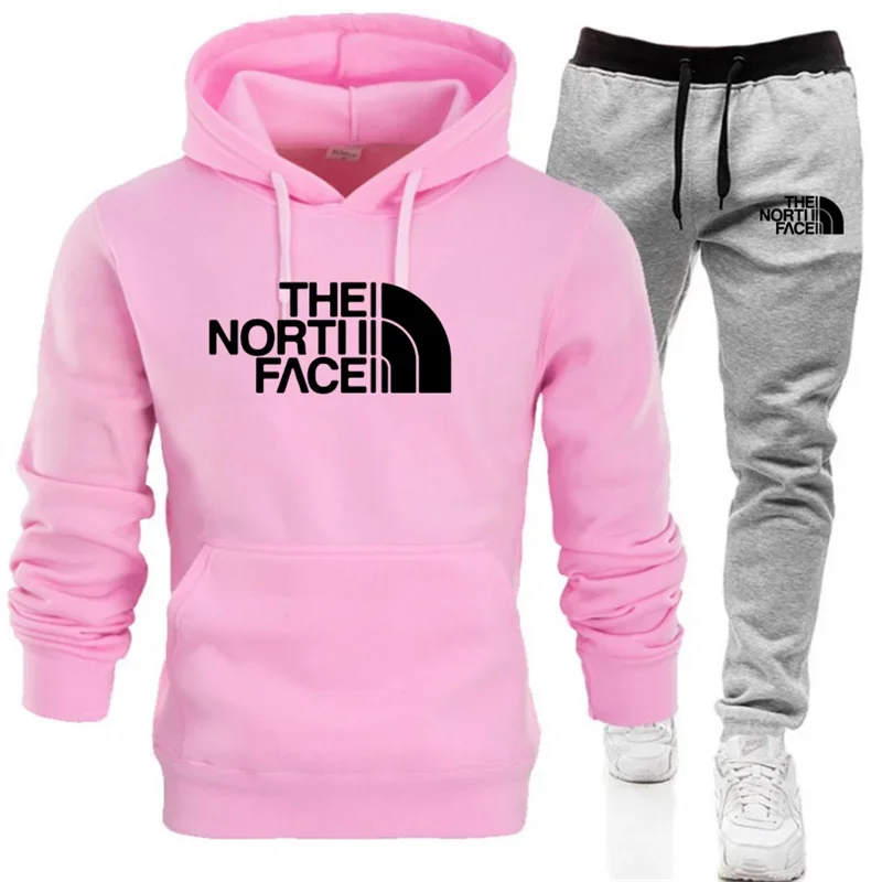 Conjuntos de sudadera con capucha de invierno para hombre, sudaderas con capucha rojas de lana a la moda, pantalones de marca negros, traje informal para correr, sudadera