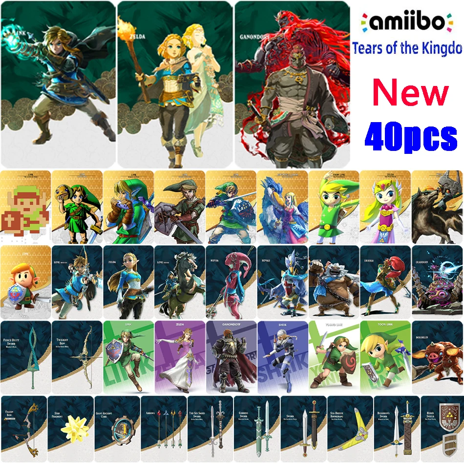 NEW 28 Zelda Amiibos Cards Apply to the Legend of Zelda: Tears of the Kingdo and the Legend of Zelda Latest Paragliding