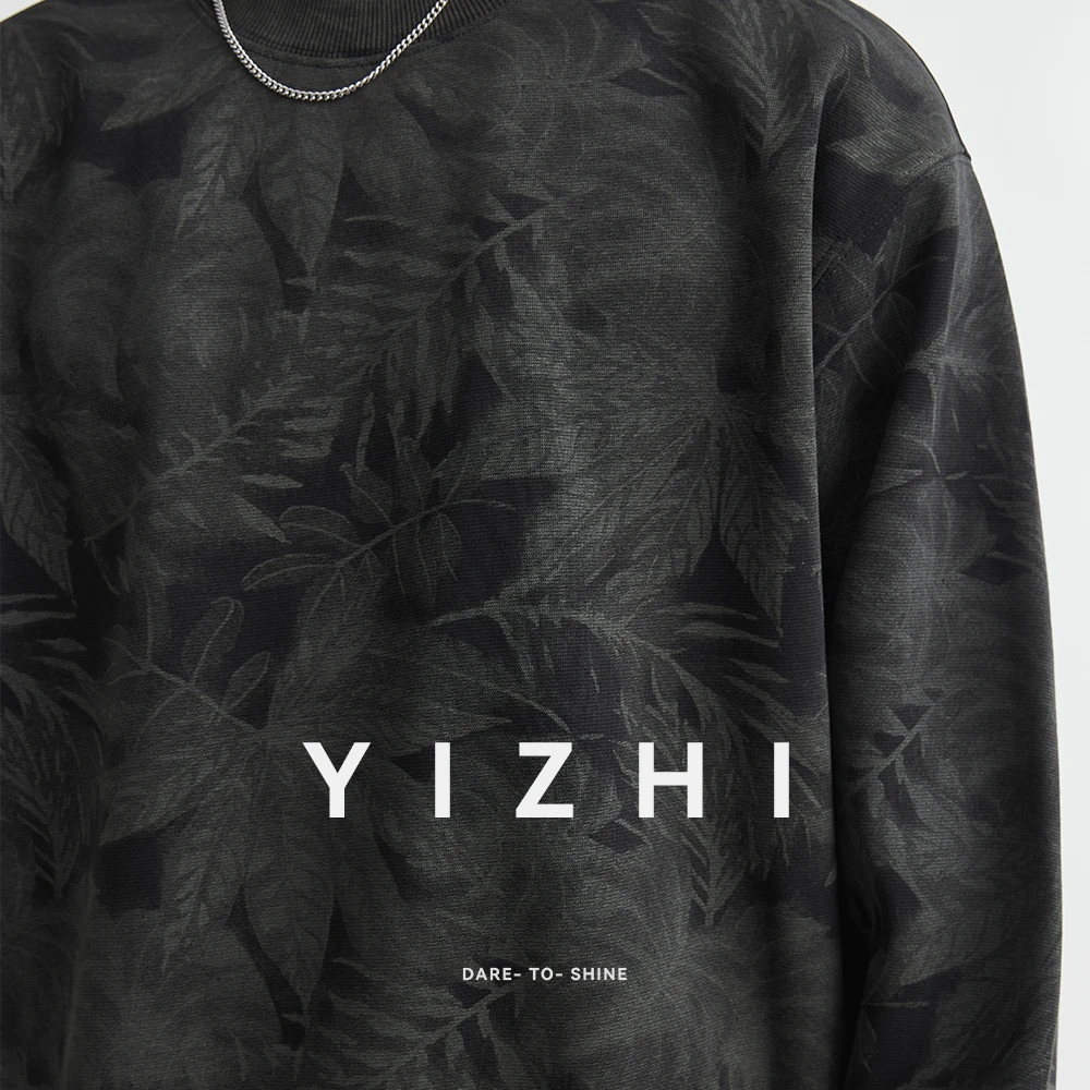 العصرية الأمريكية الوزن الثقيل تصميم جولة الرقبة البلوز الرجال الخريف جديد فضفاض عارضة طويلة الأكمام أعلى الذكور فضفاضة تناسب البلوز