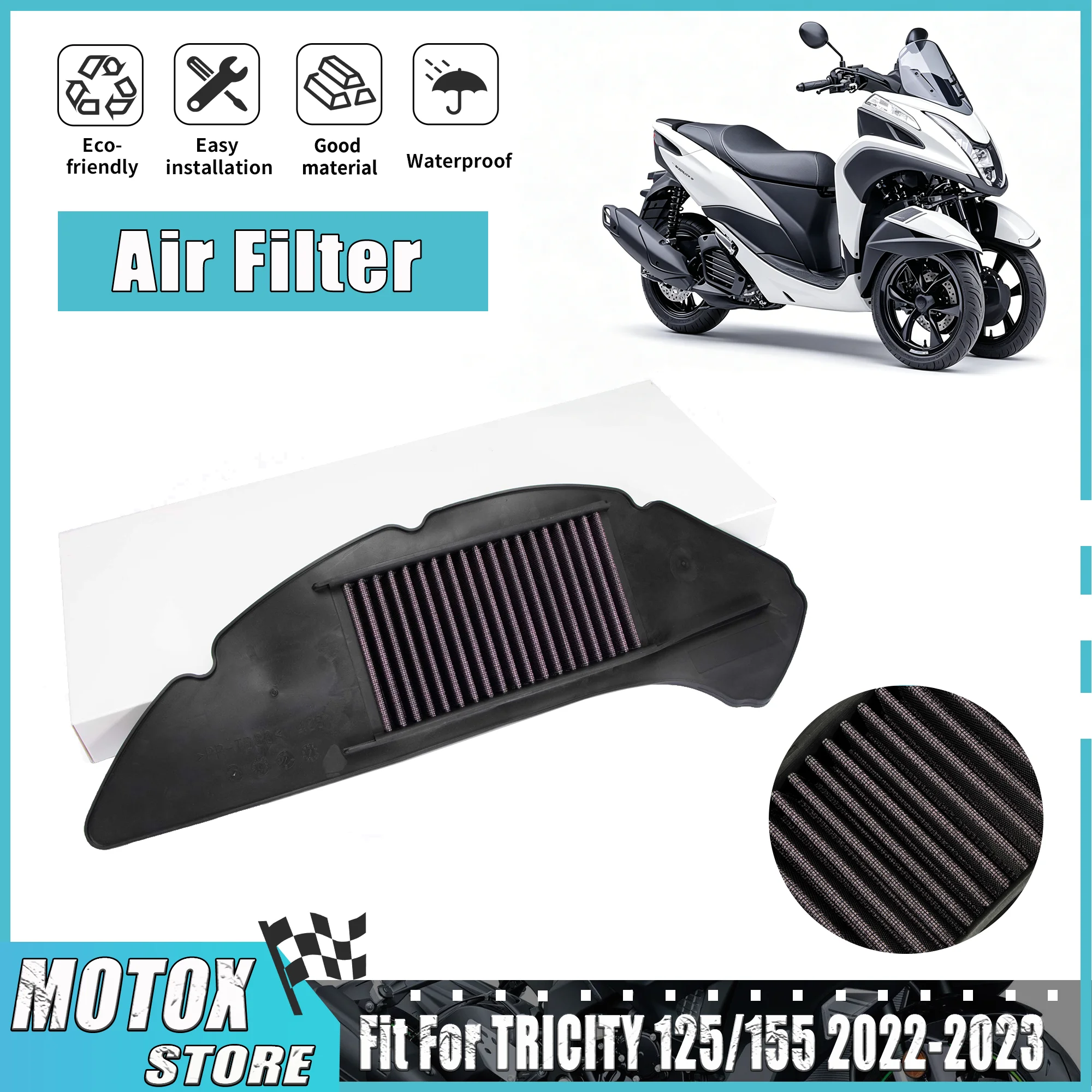 Motorcycle Air Cleaner Intake Filter Fit for YAMAHA TRICITY 125 TRICITY 155 2022 2023
