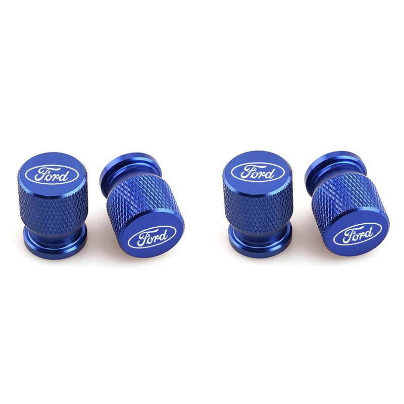 4Pcs Aluminum Styling Car Wheel Tire Valve Caps Dust Covers Rim For Ford ST Racing RS S Mustang Kuga Fiesta Fusion Mondeo Edge