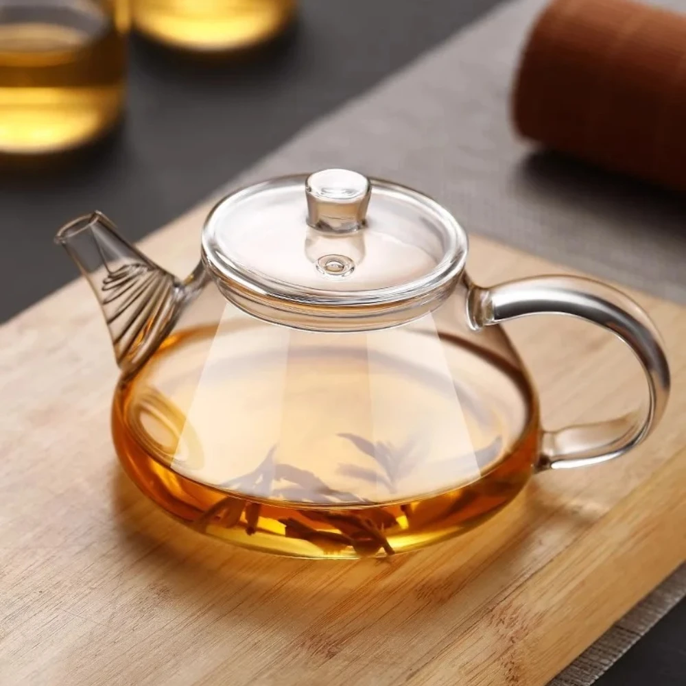 Hitzebeständige Glas-Mini-Teekanne Transparenter Teebereiter Glas-Teegeschirr Zubehör Neue Kleine Teekanne mit Filter Haushalt-Teekanne