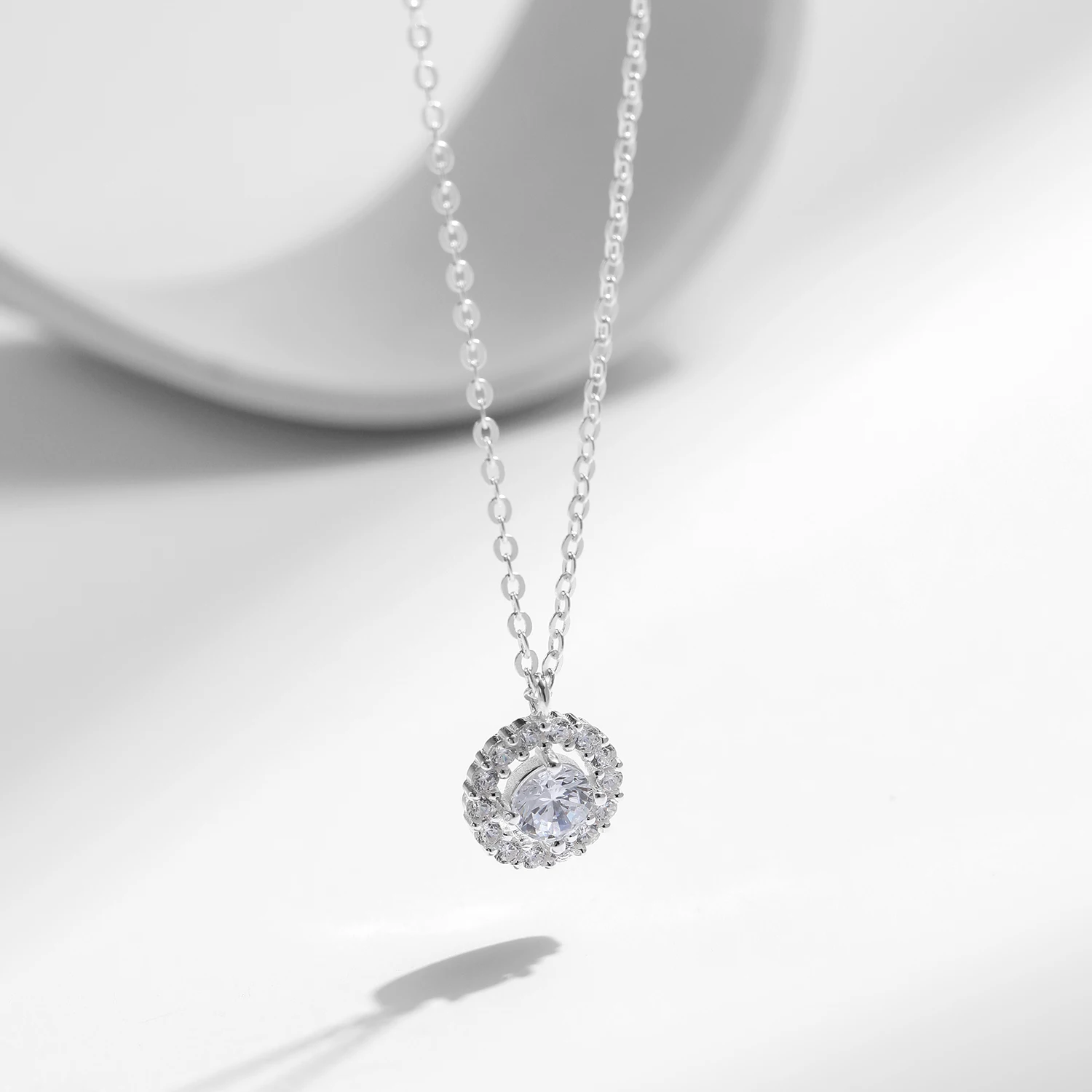 Modian Fashion 925 Sterling Silver Luminous CZ Geometric Pendant Necklace for Women Adjustable Link Chain Fine Jewelry 2020 New
