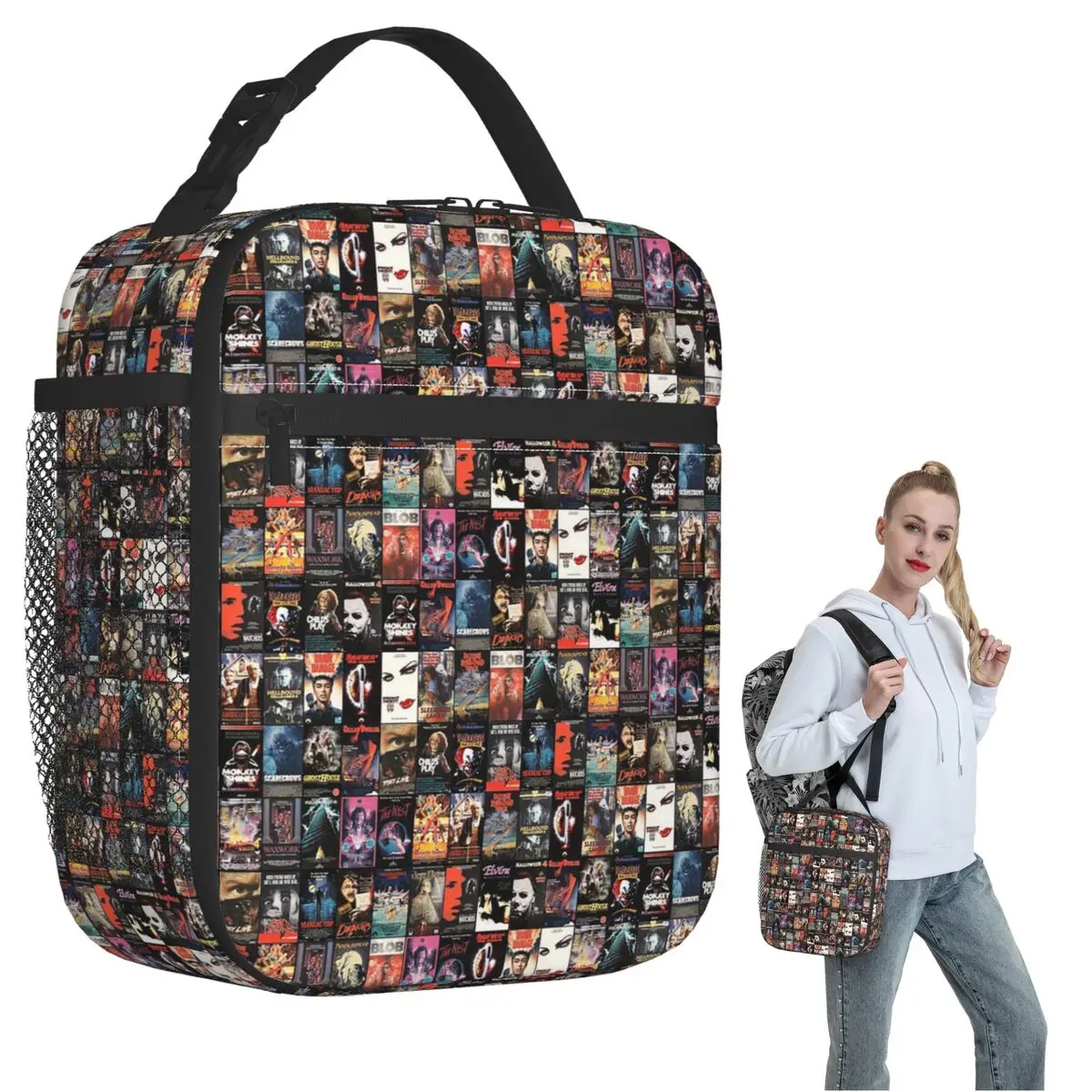 RETRO HORROR VHS ARTWORK - 1988 Insulated Lunch Bag for Women Children Portable Food Boxes Thermal Lunch Box Tote