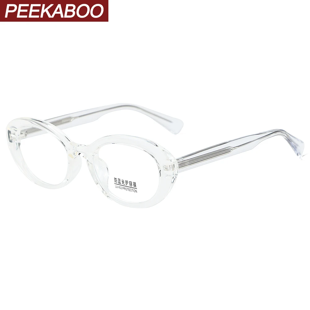 Peekaboo TR90 oval glasses anti blue light unisex clear lens fashion glasses frame women acetate korean style male gift items