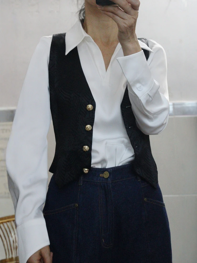 

Бренд Pure End-of-Line No-Tag Тяжелый ацетатный жилет с вышивкой и высокой талией, универсальный практичный женский...