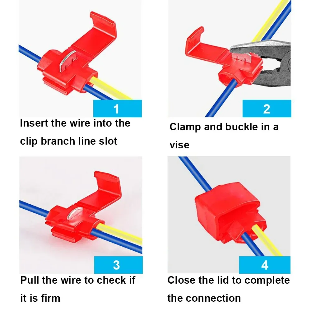 50PCS Rood Blauw Quick Splice Wire Connector AWG22-18 Zonder Breken Kabel Geïsoleerde Crimp Quick Splice Elektrische Terminals