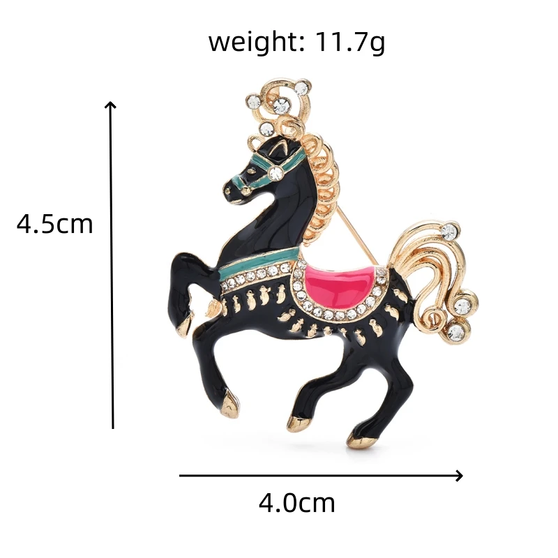 Wuli&baby 4 Colors Amusement Park Carousel Enamel Unicorn Horse Women Brooch Pins Gift Fashion Jewelry For Kid Bag Accessory