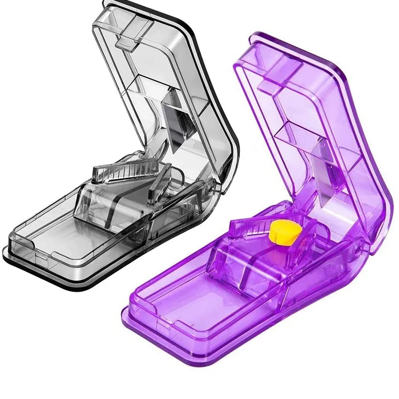 1PC Clear Medicine Pill Holder Tablet Cutter Splitter Pill Case Mini Useful Portable Storage Box Pill Tablet Pill Cutter Divider