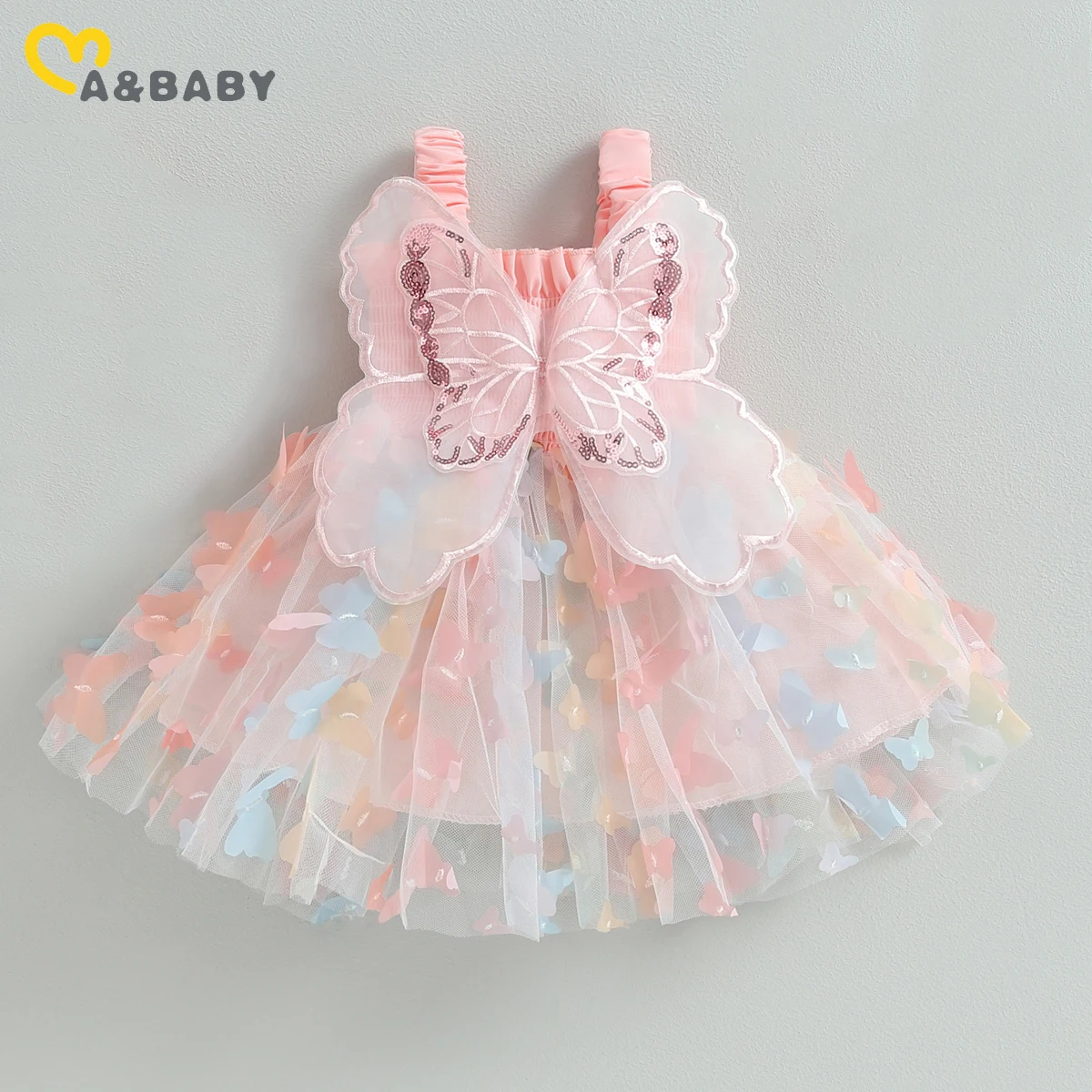 

ma&baby 9M-4Y Princess Baby Girl Dress Princess Infant Toddler Kid Butterfly Wing Tutu Party Wedding Birthday Dresses For Girls