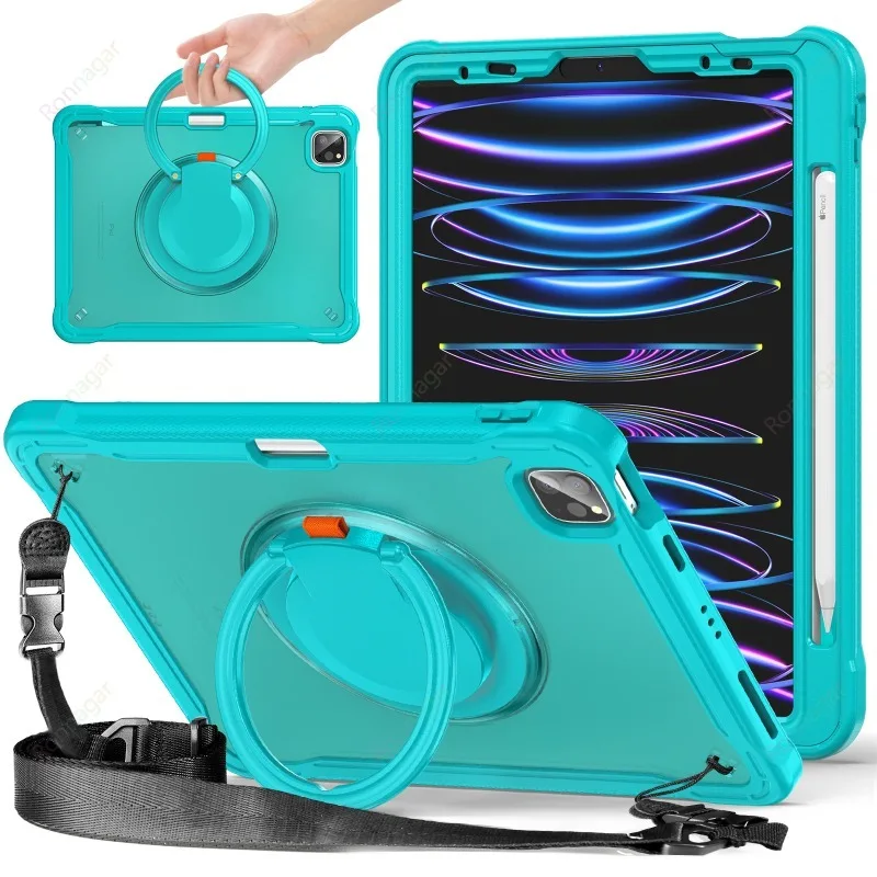 

Armor For iPad Air 11 2026 M4 M3 M2 Air4 Air5 10.9 inch Pro11 2021-2018 360° Rotating Shockproof Tablet Case With Shoulder Strap