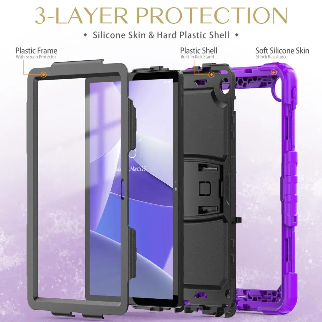 Armor Case For Lenovo Tab M10 Plus 3rd Gen TB-125FU 128FU M10 Gen 3 TB-328FU 328XU 2022 Multi-Layer Protection Kickstand Cover